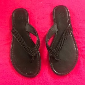 Black bling flip flops